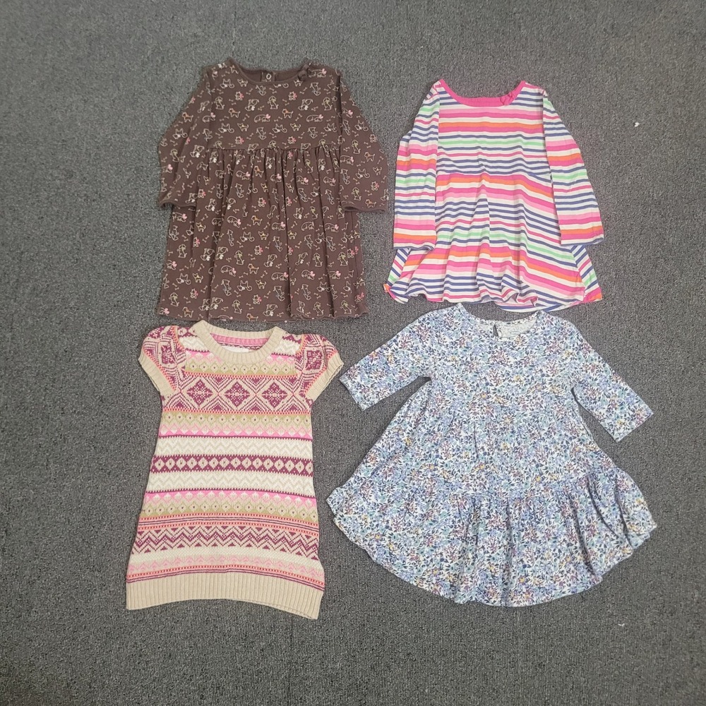 Gymboree Old Navy‎ H&M 2T Dress Lot Girls 4pc Floral Striped Fair Isle Knit